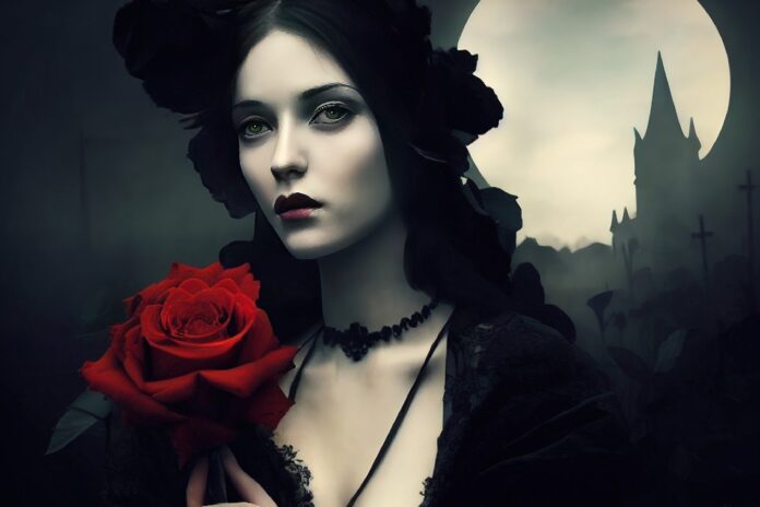 A portrait of a woman reminiscent of Ligeia by Edgar Allan Poe