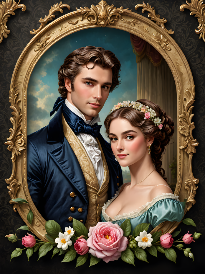 An AI-generated image portrays a romantic Victorian couple reminiscent of the love depicted in Wilkie Collins' The Two Destinies.