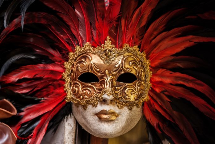 A Venetian mask reminiscent of the mask worn by the protagonist in Gaston Leroux's The Phantom of the Opera