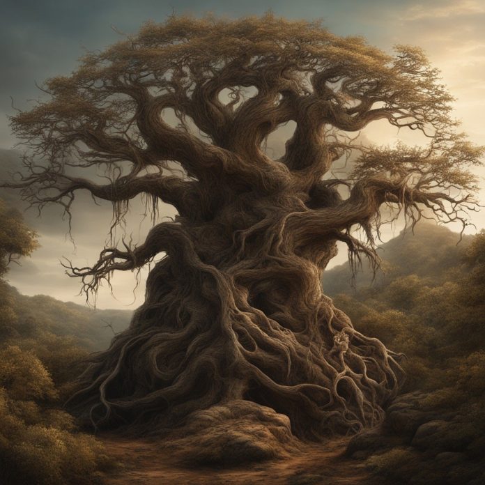 A beautiful illustration of a tree reminiscent of the poem The Arcane Tree